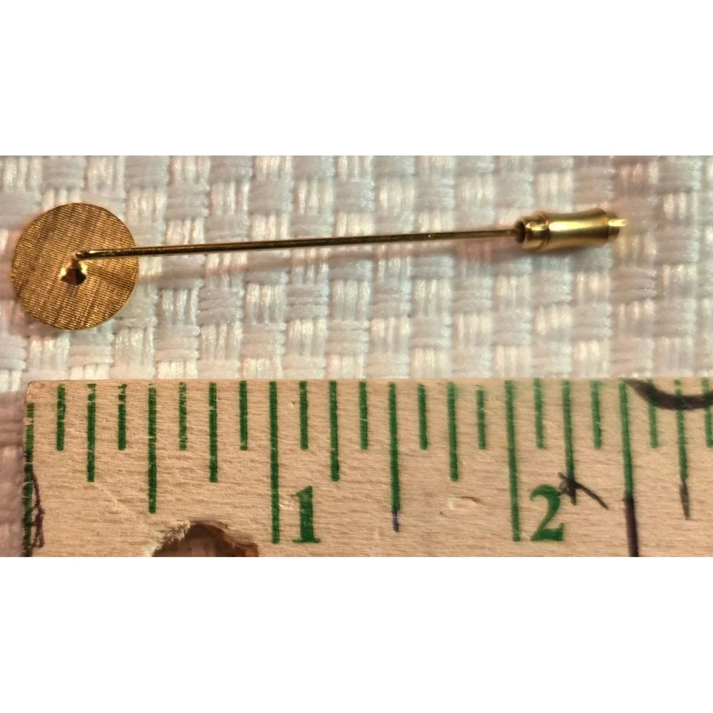Vintage Gold Tone Engraved Scroll Round Stick Pin 2.25